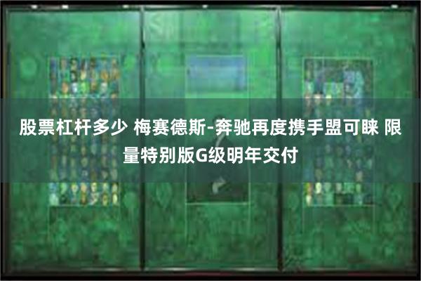 股票杠杆多少 梅赛德斯-奔驰再度携手盟可睐 限量特别版G级明年交付